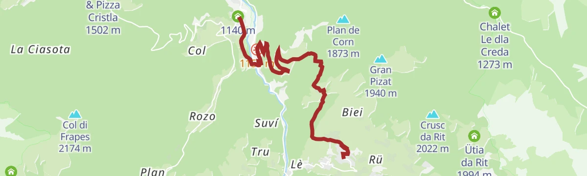 Route map: Hike from San Martin across Lovara - Costa to La Val / Wengen